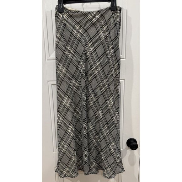 Vintage Limited America 10 Black and Ivory Plaid Maxi Skirt Preppy Classic - Picture 2 of 7
